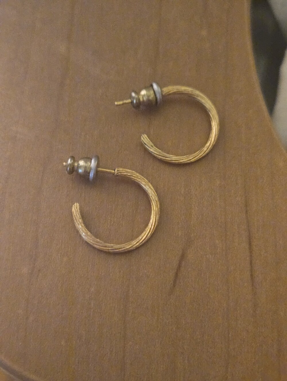 Twisted Silver Gold-Tone Textured Huggies Earrings
